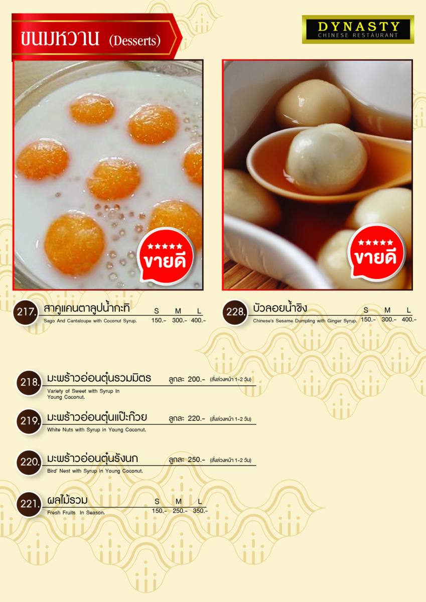 หน้า 29 ของไดนาสตี้ — เมนู